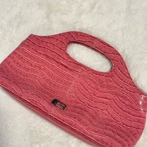 Guess Pink Textured Clutch with Wristlet